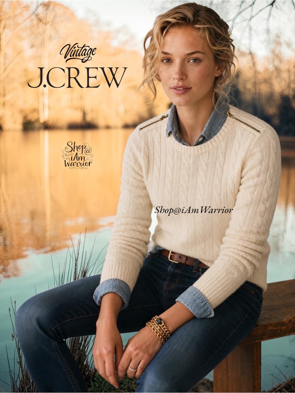 J.Crew Vintage Cambridge Cable Zip Angora Wool Shoulder Zip Sweater